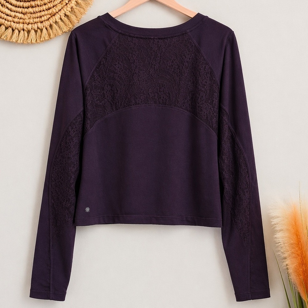 Athleta New Shanti Lace Deep Crocus Violet Purple Long Sleeve Active Top SZ 3X - Picture 4 of 11
